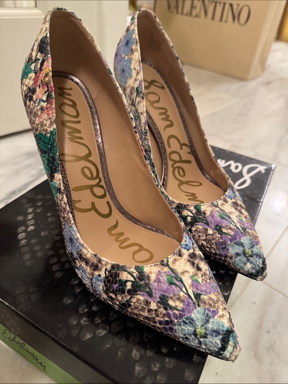 Sam Edelman Hazel Floral Snakeskin Pump - Blue, Green, Purple